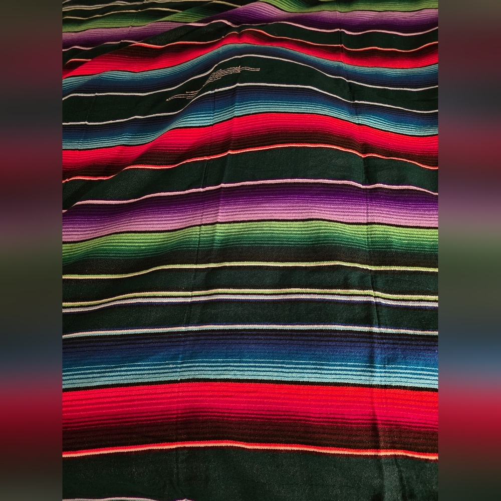 NWOT Mexican Serape Style Colorful Blanket/Throw/Tablecloth ~ Approx. 86x55
